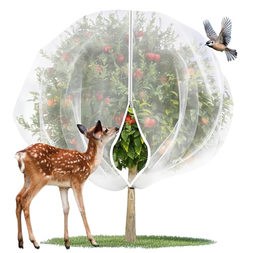 12X12 Feet Large Fruit Tree Netting Garden Netting with Zipper and Drawstring Plant Netting Insect Bird Cover for Fruits Vegetables Tree Garden Shrubs Protection - size: 12x12FT
