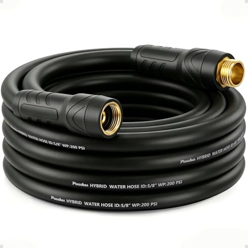 Garden Hose 25ft x 5/8", NON-EXPANDABLE Heavy Duty Premium Flexible Hose - color: Black, size: 25ft