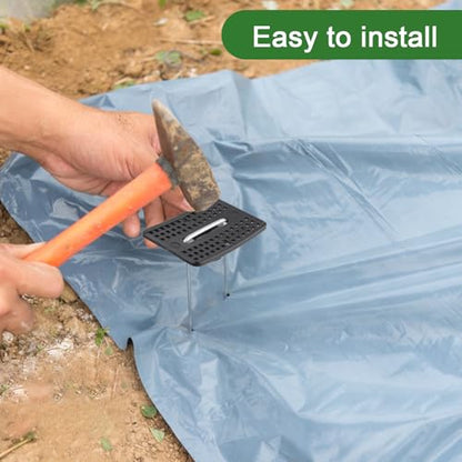 200Pcs Garden Staples Plastic Rectangle Buffer Washer,Landscape Stakes Pad Gasket,Garden Stakes Gasket,Yard Pins Gasket Keep The Barrier from Ripping and Create a Sturdier Hold(Black) - color: Black Square