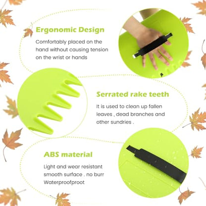 2 Sets Leaf Scoops Hand Rakes with 2 Pairs Gloves, Large Lightweight Plastic Leaf Grabbers for Picking Up Leaves, Lawn Debris, Grass Clippings, Garden Yard Waste and Trash