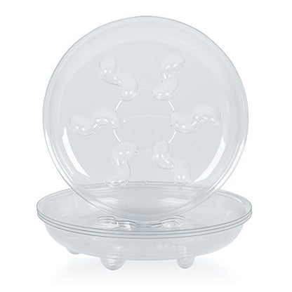 Idyllize 5 Pieces of 10 inch Clear Thick Plastic Heavy Duty Sturdy Plant Saucer Drip Trays for pots (10") - size: 10"
