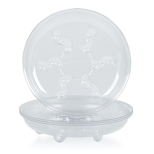 Idyllize 5 Pieces of 12 inch, Clear Thick Plastic Heavy Duty Sturdy Plant Saucer Drip Trays for pots (12") - size: 12"