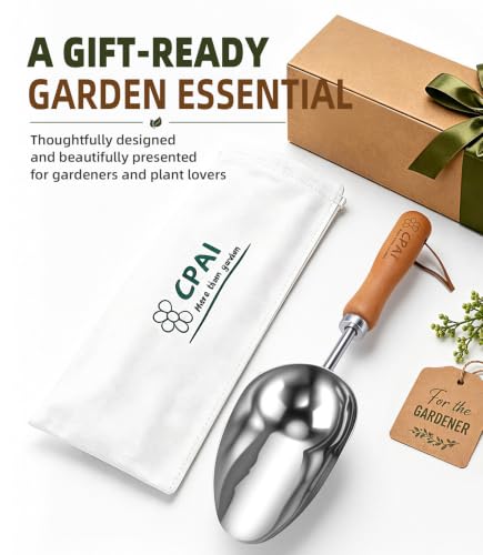 Garden Potting Scoop, Heavy Duty Soil Scoop with 2 mm Stainless Steel