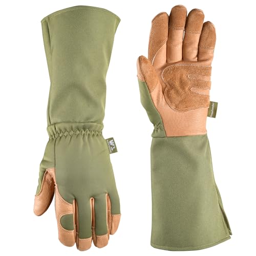 Wells Lamont Women's Leather Rose Pruning Gauntlet Gardening Gloves, Medium - size: Medium