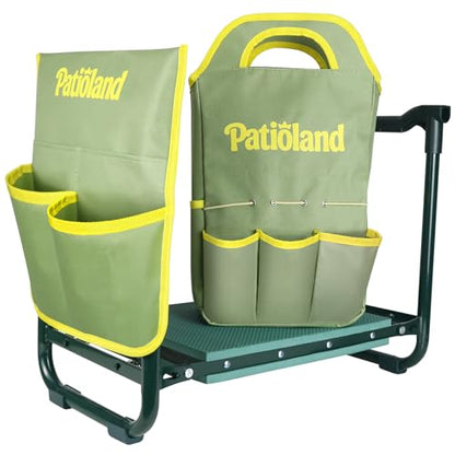 Foldable Garden Kneeler and Seat,Gardening Workseat w/ Tool Pouch & HandBag - color: Green-modle C