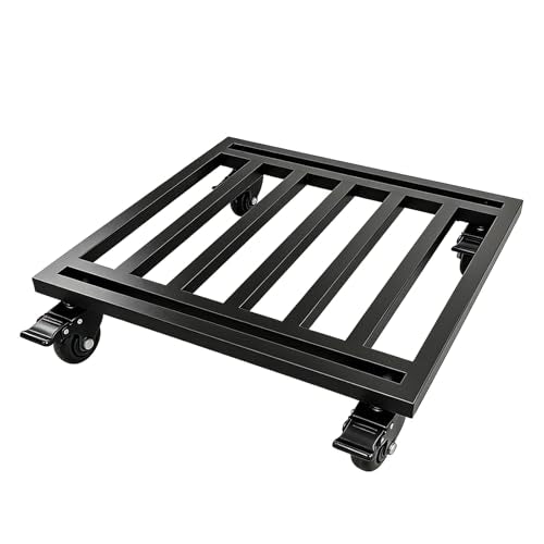 KAXIWEI 22" Heavy Duty Plant Caddy with Lockable Wheels - 600lbs Metal Plant Stand on Rollers, Durable Square Plant Dolly, Rust-Proof Rolling Plant Roller for Large Planters and Pots - size: 22" Square Black