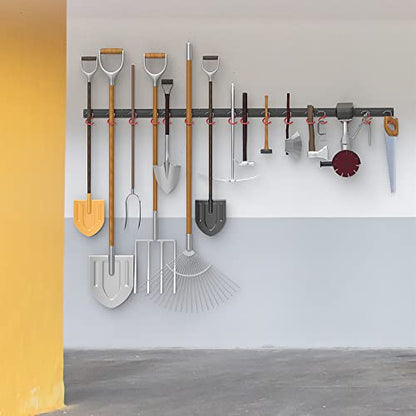 WALMANN All Metal 64 inch Wall Mount Garden Tool Organizer for Garage