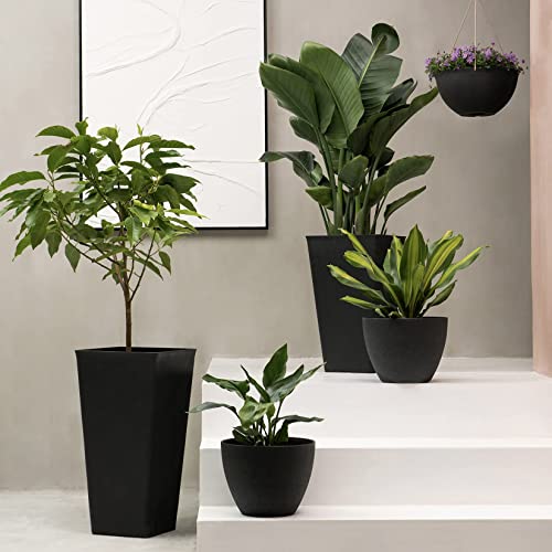 LA JOLIE MUSE Large Hanging Planters for Outdoor Plants, Set of 2, 13 Inch - color: Black