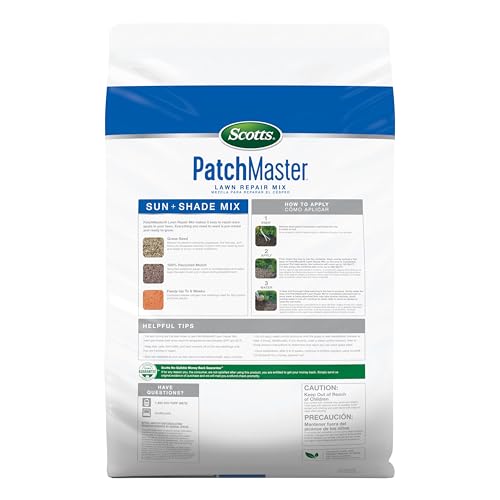 Scotts PatchMaster Lawn Repair Mix Sun and Shade Mix - 10 lb, All-in-One Bare Spot Repair, Feeds for Up to 6 Weeks, Fast Growth and Thick Results, Covers Up to 290 sq. ft. - size: 10 lb
