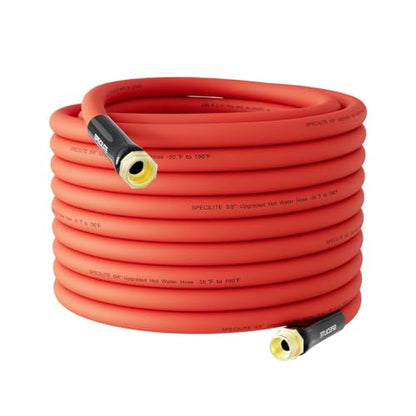 SPECILITE 5/8" x 100FT Hot/Cold Rubber Garden Water Hose, -50℉-190℉, Red - color: 5/8"ID Red, size: 100ft