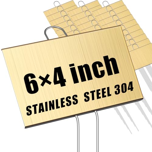 Landhoow 30 Pcs Large Plant Marker, 6'' X 4'' with 11'' Stake, Gold - color: Gold, size: 4'' X 6'' with 11'' Stake