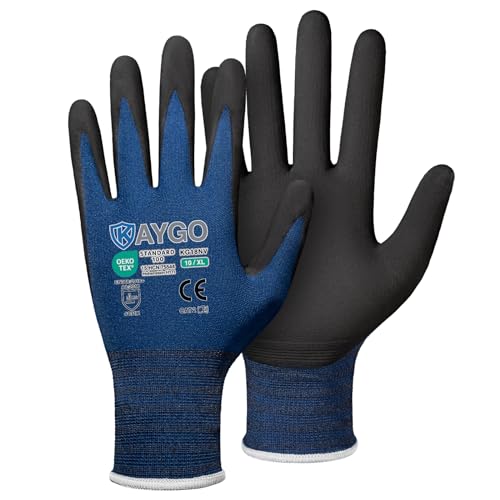 KAYGO Safety Work Gloves, MicroFoam Nitrile Coated, Men Women,KG18N - color: Dark Blue, size: X-Large
