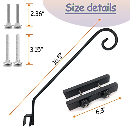 Deck Hook Rail Suitable for Hanging Flower Baskets Wind Chimes Planters Bird Feeders Lights, Heavy Duty Fence Deck Hook Rail Holds up to 15lbs with Ease Note: Pole Length: 16.5 inches
