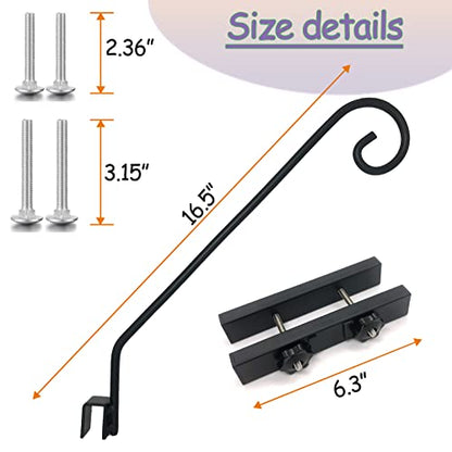 Deck Hook Rail Suitable for Hanging Flower Baskets Wind Chimes Planters Bird Feeders Lights, Heavy Duty Fence Deck Hook Rail Holds up to 15lbs with Ease Note: Pole Length: 16.5 inches