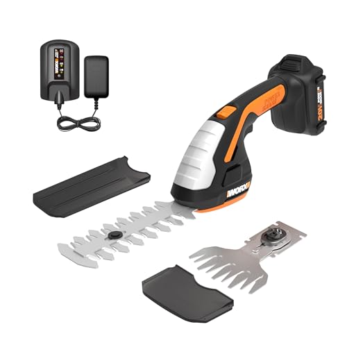 WORX Cordless Grass Shear & Shrub Trimmer, 20V 4" + 8" Bush Trimmer, WG801 - style: 8" 20V Shrubber Trimmer w/(1)2.0Ah Battery