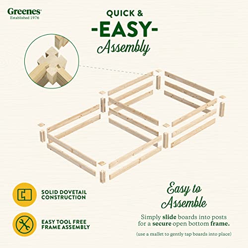 Greenes Fence Original Pine Raised Garden Bed, 4' x 8' x 7-10.5" - Made in USA with American Pine - size: 4' W x 8' L x 7-10.5" H