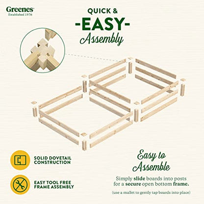 Greenes Fence Original Pine Raised Garden Bed, 4' x 8' x 7-10.5" - Made in USA with American Pine - size: 4' W x 8' L x 7-10.5" H