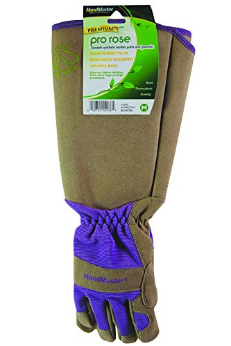 MAGID Professional Rose Pruning Thornproof Gardening Gloves with Extra Long Forearm Protection for Men - Puncture Resistant - color: Tan & Purple, size: 8/M, style: 1 Pair