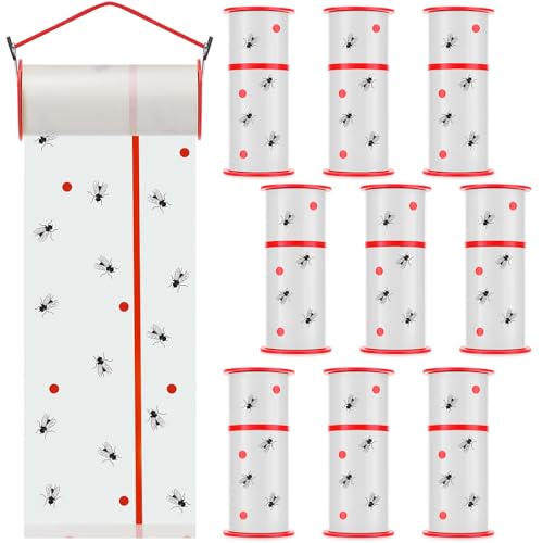 10 Rolls Sticky Fly Trap 30 ft Each, White - color: White