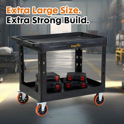 ELAFROS Extra Large Heavy Duty Rolling Utility Cart, 39.9 x 24.6 in, Black