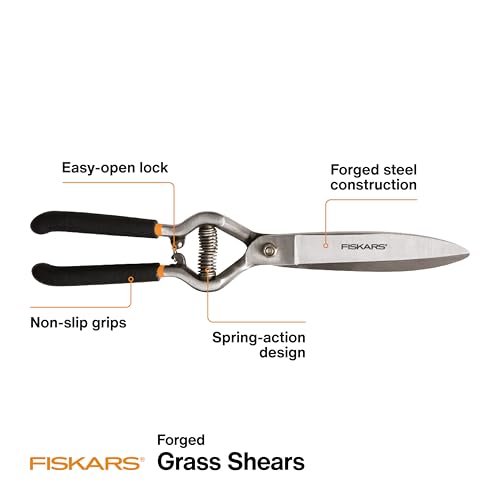 Fiskars 5" Forged Grass Shears, Handheld Grass Clippers for Lawn & Garden - style: Forged