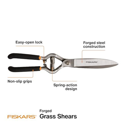 Fiskars 5" Forged Grass Shears, Handheld Grass Clippers for Lawn & Garden - style: Forged