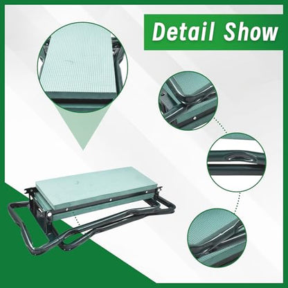 Garden Kneeler Seat Gardening Stool Bench Foldable Portable Knee Stools with Tool Bag Pouch Soft EVA Foam Kneeling Pad