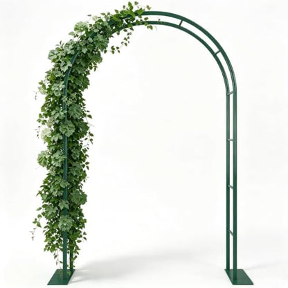 Thickened Metal Garden Arch with Detachable Base, 16mm Rust-Resistant Archway for Climbing Plants, Dual Size Convertible Arbor for Wedding & Party & Garden Decoration - style: Thickened 16mm tube with base