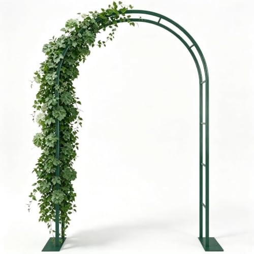 Thickened Metal Garden Arch with Detachable Base, 16mm Rust-Resistant Archway for Climbing Plants, Dual Size Convertible Arbor for Wedding & Party & Garden Decoration - style: Thickened 16mm tube with base