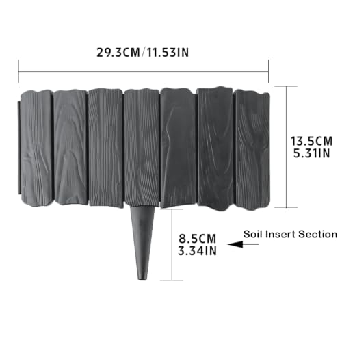11.42 inch x 8pcs Garden Edging Border Grey Light Easy Install - color: 8pc-Grey