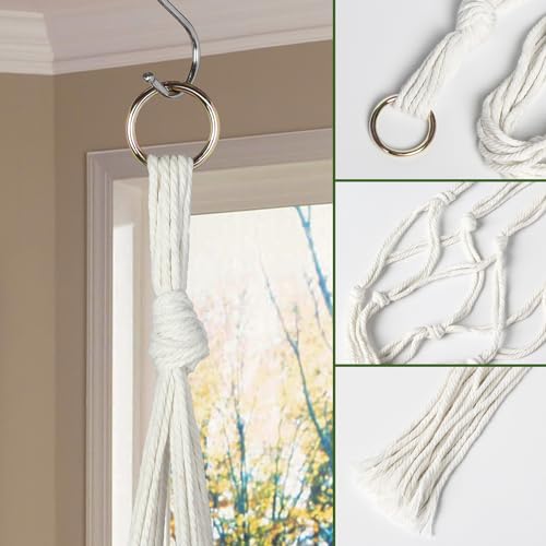 AOMGD 6 Pack Macrame Plant Hanger Indoor Hanging Planters, 43", Ivory