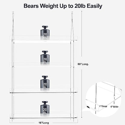 2-Pack Hanging Clear Plant Shelves for Windows, 16 Inch per Tier - size: 2 Pack-4 Tier