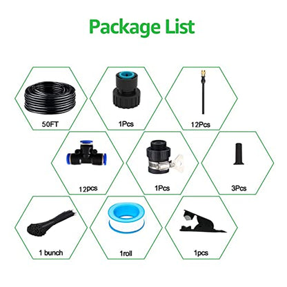 50FT Drip Irrigation System, Tool-Free Quick Connectors - size: 15M