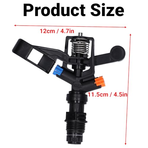 10PCS Rocking Arm Sprinklers G1/2 Male Thread 360 Degree Rotating Impact Sprinkler Plastic Lawn Irrigation for Yard Grass Garden