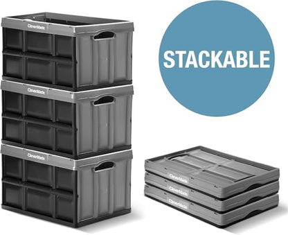 CleverMade Collapsible Storage Bin, No Lid, 16 Gal, Obsidian, 3 Pack - color: Obsidian, size: 62l - 3 Pack