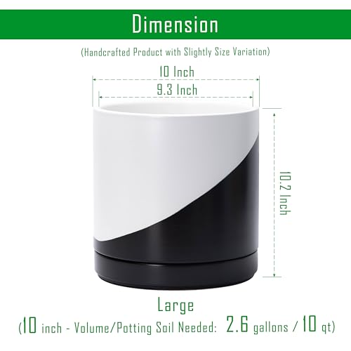 D'vine Dev 10 Inch Ceramic Planter Pot, Black White Diagonal, 94-O-E-K - color: Oblique Monochrome Black & White, size: Large