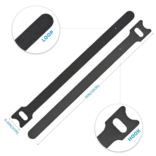 Reusable Hook and Loop Cable Ties, Multicolor, 8 Inch, 100-Pack - color: 8 Inch 100 Pcs