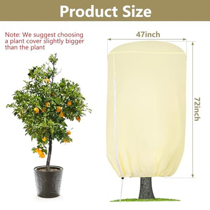 2 Pack Rounded Top Plant Covers Freeze Protection, 47"X72" Winter, Beige - size: Beige-47x72in-2PCS