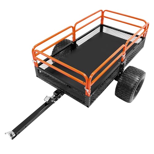 ALMULOO 2 Packages Heavy Duty ATV UTV Trailer Dump Cart 1500LBS Capacity Tow Behind Utility Cart with Removable Sides for Lawn Mower Tractor Garden