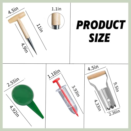 Bulb Planter & Garden Dibber - Heavy Duty Transplanter and Hole Punch Tool for Bulbs, Seeds, Seedlings | Ergonomic Handle with Depth Markers for Tulips, Daffodils, Dahlias
