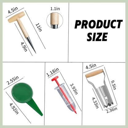 Bulb Planter & Garden Dibber - Heavy Duty Transplanter and Hole Punch Tool for Bulbs, Seeds, Seedlings | Ergonomic Handle with Depth Markers for Tulips, Daffodils, Dahlias
