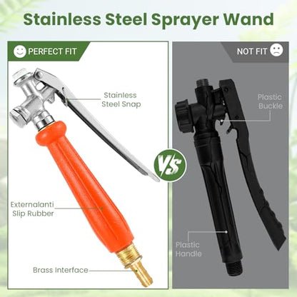 29" Sprayer Wand All Metal Replacement Sprayer Wand, Suitable for 1/2" Hose Quick Connector, 1/4" & 3/8" & 1/2" Brass Barb Spray Wand, Built-in Shut Valve Stainless Steel Spray Wand - color: 29" Sprayer Wand
