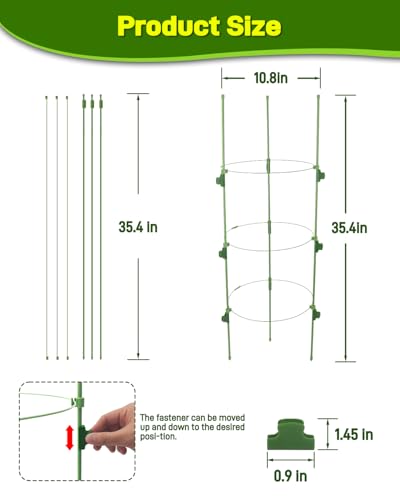 4 Pack 36 Inch Tomato Cages for Pots and Containers - size: 4 Pack