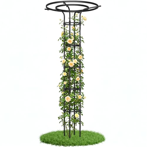 Garden Trellis for Climbing Plants Outdoor,84.6" Tall Umbrella Trellis - color: 6 Floors/Black