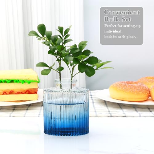 Glass Bud Vases 4 Pack, Small Deepblue Flower Vases for Wedding Centerpiece - color: Deepblue