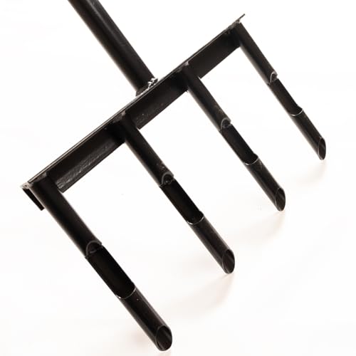 Manual Core Aerator Lawn Tool with 4 Hollow Heavy Duty Garden Aerating Tool with Anti-Slip Foot Bar & T-Handle for Lawn Health Garden Soil Loosener Tools (Black)