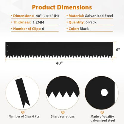 20ft. 40" L × 6" H Metal Landscape Edging, 6 Pack Garden Border - color: Black, size: 6 Inch