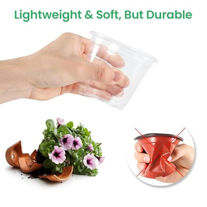 Bluepro Clear Nursery Pots with Drainage Holes, 3.5/4/5/7 Inch, 36-Pack - size: 3.5/4/5/7 Inch-36Pcs