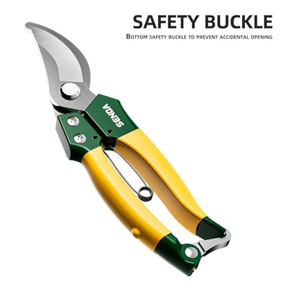8" Bypass Pruning Shears, Pruning Shears for Gardening with Anti-Rust SK-5 Blades, Garden Clippers with Non-Slip Handle for Dry Stems and Small Branches - style: 8'' pruning shears