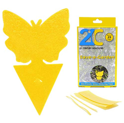 Yellow Sticky Fly Traps (25 Pack) for Gnat Whitefly Fungus Gnat Aphid Small Insects - Houseplant Disposable Glue Trappers - Bug Catcher - Butterfly Shape - color: Butterfly 25 Pack